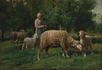 Pásztorlány juhokkal alkotó: Charles Emile Jacque