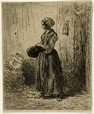 Álló parasztasszony alkotó: Charles Emile Jacque