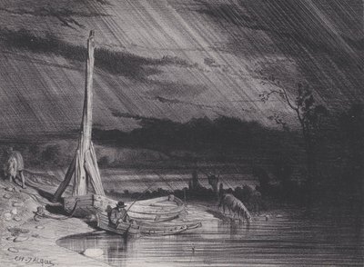 A halász, esős idő, kb. 1853. alkotó: Charles Emile Jacque