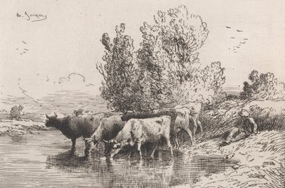 A vályú, 1864. alkotó: Charles Emile Jacque
