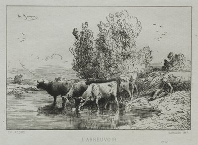 Az öntözőhely. alkotó: Charles Emile Jacque
