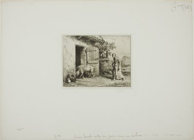 Nő, aki hazahozza a sertéseit alkotó: Charles Emile Jacque