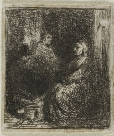 Nő, aki sült ételt árul alkotó: Charles Emile Jacque