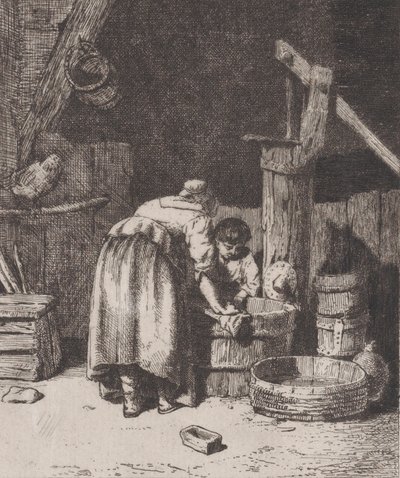 Női mosás, kb. 1845-50. alkotó: Charles Emile Jacque