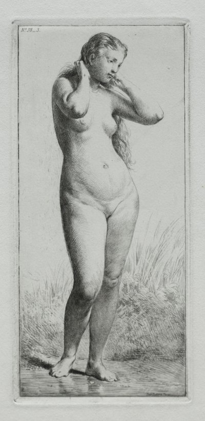 Fiatal nő fürdő alkotó: Charles Emile Jacque