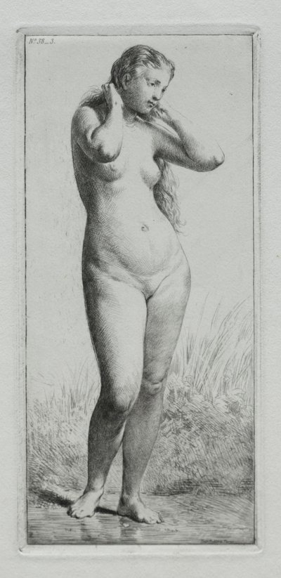Fiatal nő fürdés. alkotó: Charles Emile Jacque