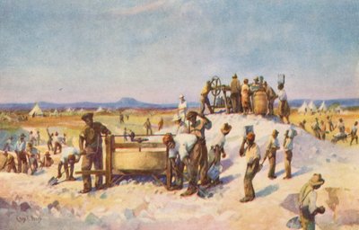 Alluviális gyémántkitermelés (színes litográfia) alkotó: Charles Ernest Peers