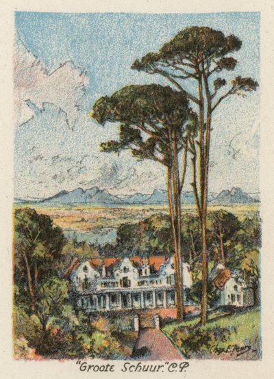 Dél-Afrika: "Groote Schuur", CP (színes litográfia) alkotó: Charles Ernest Peers