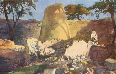 A kúpos torony, Nagy-Zimbabwei romok (színes litográfia) alkotó: Charles Ernest Peers