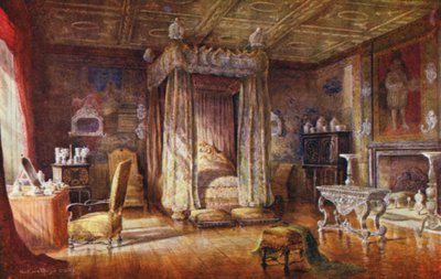 Knole House: Jakab király hálószobája (színes litográfia) alkotó: Charles Essenhigh Corke