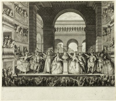 Voltaire megkoronázása alkotó: Charles Etienne Gaucher