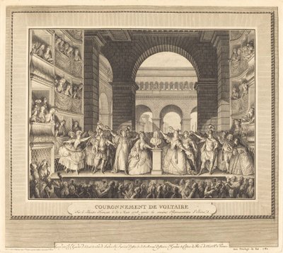 Voltaire megkoronázása (Voltaire megkoronázása) alkotó: Charles Etienne Gaucher after Jean Michel Moreau