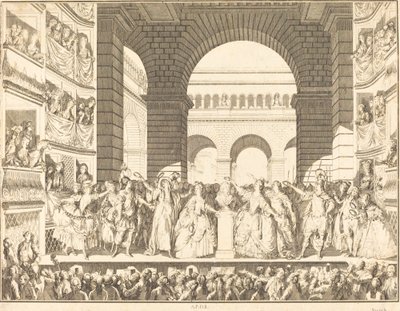 Voltaire megkoronázása (Voltaire megkoronázása) alkotó: Charles Etienne Gaucher after Jean Michel Moreau