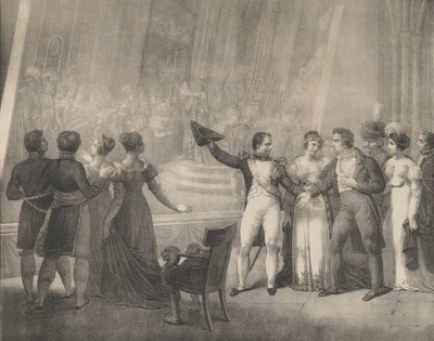 Napóleon és Josephine látogatás a Dávid műtermében, 1808. január 4., kb. 1820-30. alkotó: Charles Etienne Pierre Motte