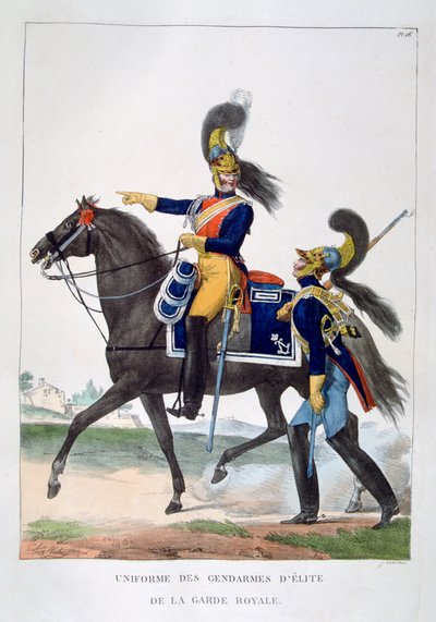 A királyi gárda elit csendőreinek egyenruhája, Franciaország, 1823. alkotó: Charles Etienne Pierre Motte
