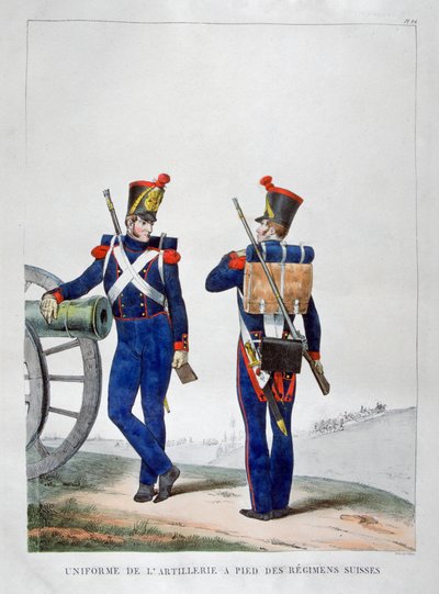 Egy svájci tüzérezred egyenruhája, 1823. alkotó: Charles Etienne Pierre Motte