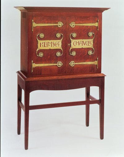A Kelmscott Chaucer szekrény, amelyet C.F.A.Voysey (1857-1941) tervezett és F.Coote készítette, 1899 (tölgy, sárgaréz szerelvényekkel) alkotó: Charles Francis Annesley Voysey