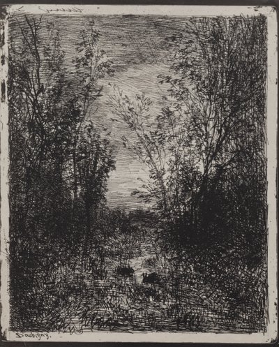 A patak egy tisztásban alkotó: Charles Francois Daubigny