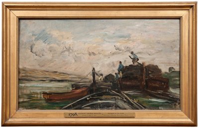 Lastkähne auf einem Fluss alkotó: Charles Francois Daubigny