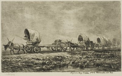 Fedett kocsik (a Morván emléktárgya) alkotó: Charles Francois Daubigny