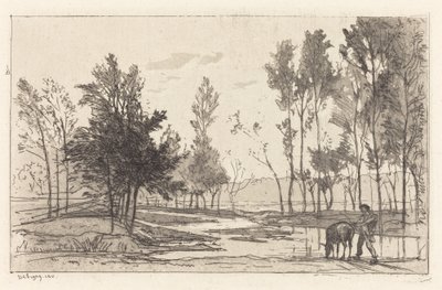 Szamár egy itató helyen alkotó: Charles Francois Daubigny