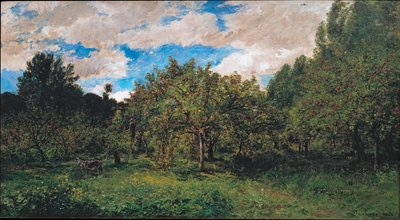 Francia gyümölcsös aratás idején (Le verger) alkotó: Charles Francois Daubigny