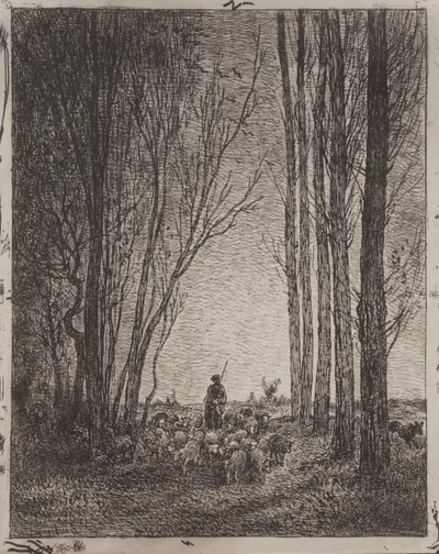Gyülekező a nyájban alkotó: Charles Francois Daubigny