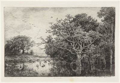 Mocsár gólyákkal alkotó: Charles Francois Daubigny