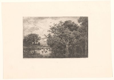 Moeras találkozott ooievaars-szal A gólyamocsár alkotó: Charles Francois Daubigny