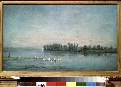 ""Korán reggel"" (reggeli) Charles-Francois (Charles Francois) Daubigny (1817-1878) festménye 1858 Puskin Múzeum, Moszkva alkotó: Charles Francois Daubigny