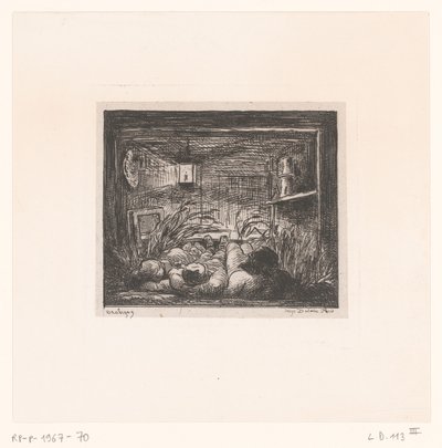 Alvó férfiak egy kabinban Coucher à bord du Bottin Sorozat víz körüli tájakkal és eseményekkel (sorozat címe) Voyage en Bateau (sorozat címe) alkotó: Charles Francois Daubigny