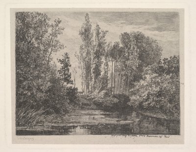 Stags at the Waters Edge, 1850. alkotó: Charles Francois Daubigny