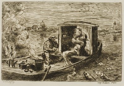 Lenyelés (étkezés a hajón) alkotó: Charles Francois Daubigny