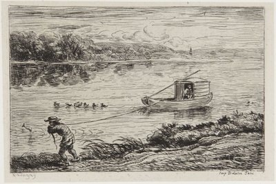 A hajósinas húzza a kötelet alkotó: Charles Francois Daubigny