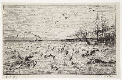A halak örülnek a kabinfiú távozásának alkotó: Charles Francois Daubigny