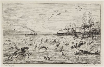 A halak örülnek a hajósinas távozásának alkotó: Charles Francois Daubigny