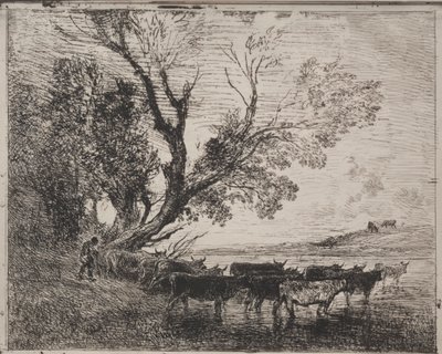 A Ford, eredeti lenyomat 1862, 1921-ben nyomtatták. alkotó: Charles Francois Daubigny