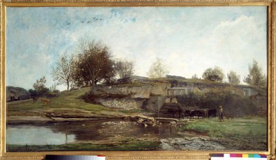 Charles Francois Daubigny Optevoz festményének zárjából nézve alkotó: Charles Francois Daubigny