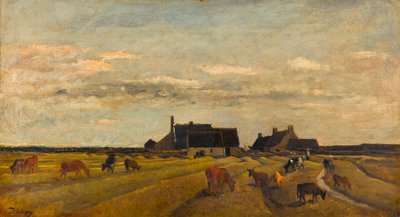 ""Kilátás egy farmról Kerityben Bretagne-ban" (Farm at Kerity, Bretagne) Charles-Francois (Charles Francois) Daubigny festménye (1817-1878) Mérete 64x101 cm Olaj, vászon Gemeentemuseum Den Haag alkotó: Charles Francois Daubigny