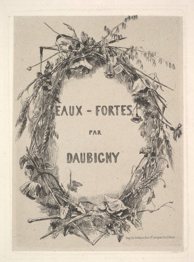 Vadvirágok koszorúja, az Eaux-Fortes par Daubigny címe, 1850. alkotó: Charles Francois Daubigny