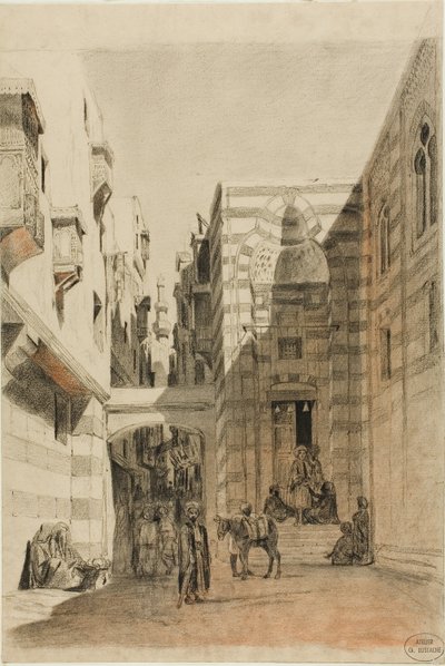 Egyiptomi utcai jelenet alkotó: Charles Francois Eustache
