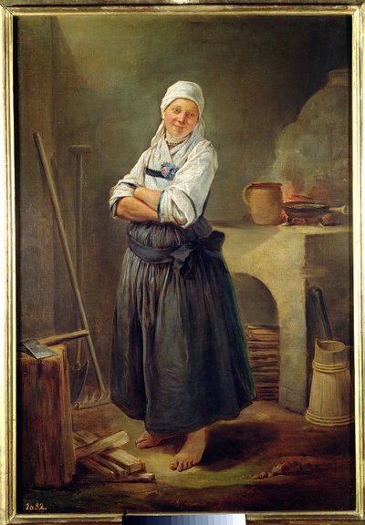Egy szász falusi a konyhájában alkotó: Charles Francois Hutin