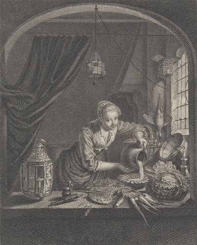 Tejőslány G.Dou festménye után Poullain úr kabinetjében, 17. század közepe. alkotó: Charles François Adrien Macret