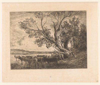Táj gázló marhákkal le gue alkotó: Charles François Daubigny (attributed to)