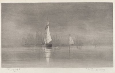 Untitled (Kikötői jelenet vitorláshajókkal) alkotó: Charles Frederick William Mielatz