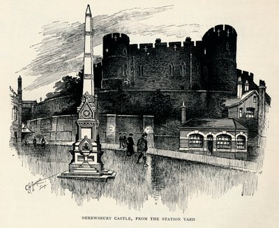 "Shrewsbury kastély, az állomás udvaráról", 1893, 1894 alkotó: Charles George Harper