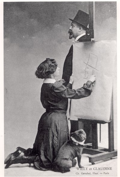 Colette-et és férjét, Willyt ábrázoló képeslap (f/w fotó) alkotó: Charles Gerschel