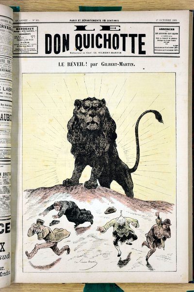 A „Le Don Quijote” borítója, 591. szám, színes szatirikus alkotó: Charles Gilbert Martin