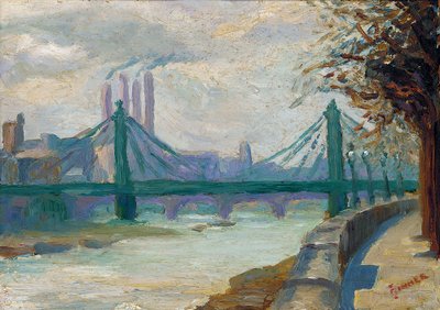 Battersea erőmű a Chelsea Embankmenttől (olaj a panelen) alkotó: Charles Ginner