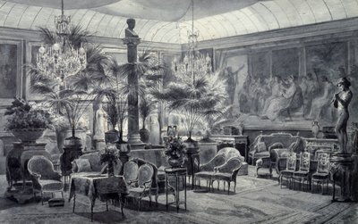 Mathilde hercegnő téli kertje, Charles Giraud (1819-1892) szürke tintával és gouache rajzával alkotó: Charles Giraud